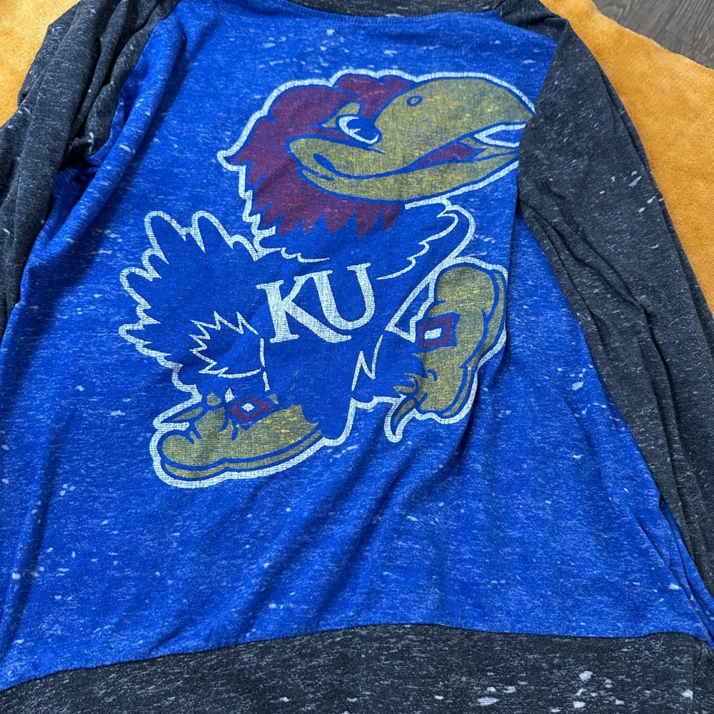 KU Blue and Gray Long Sleeve Shirt